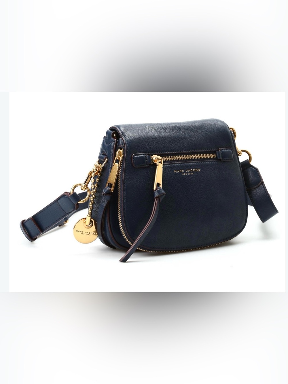 Marc Jacobs Black Leather Recruit Saddle Crossbody with Gold Hardware - Picture 2 of 7